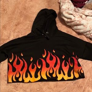 cropped fire hoodie